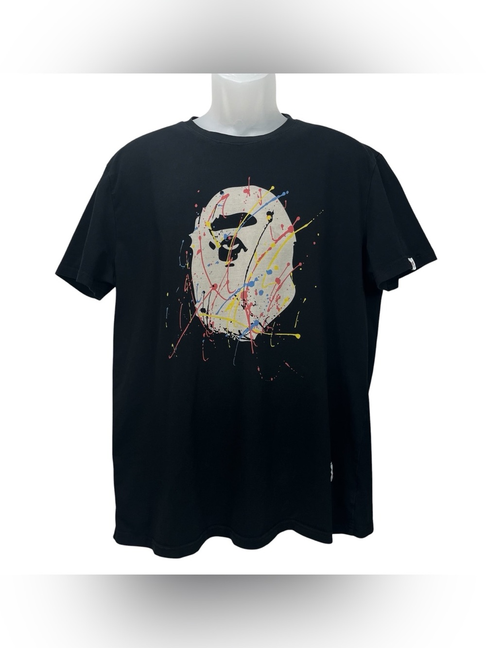 AAPE By A Bathing Ape Paint Splatter Moon Face Graphic Tee Black Men’s XL